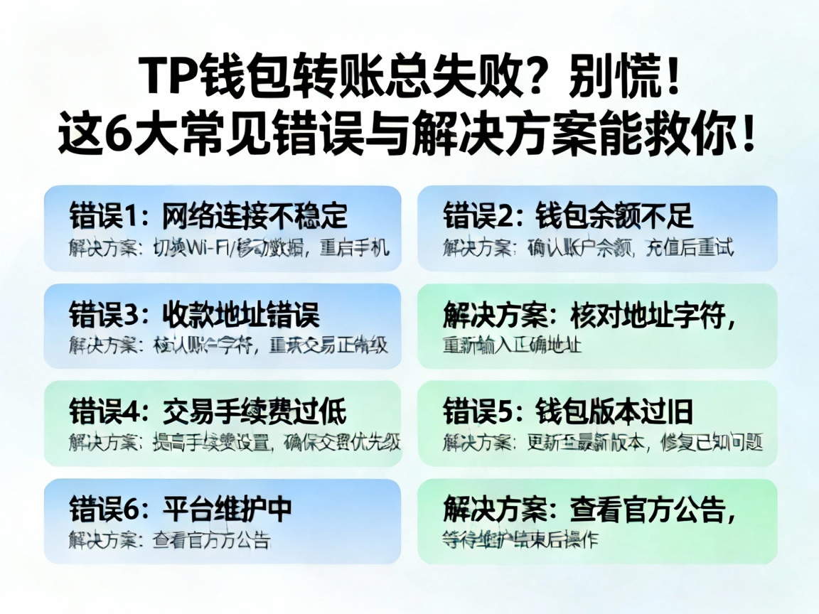 TP钱包转账总失败？别慌！这6大常见错误与解决方案能救你！
