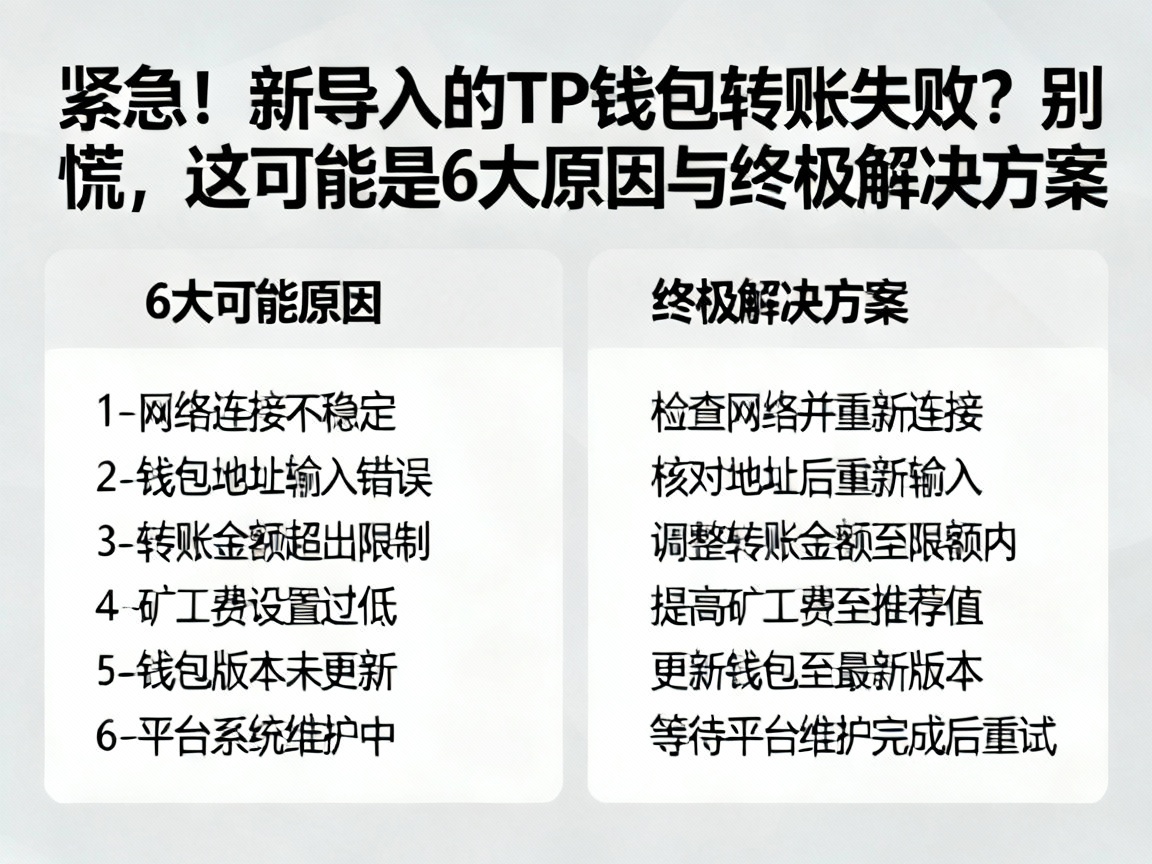 紧急！新导入的TP钱包转账失败？别慌，这可能是6大原因与终极解决方案